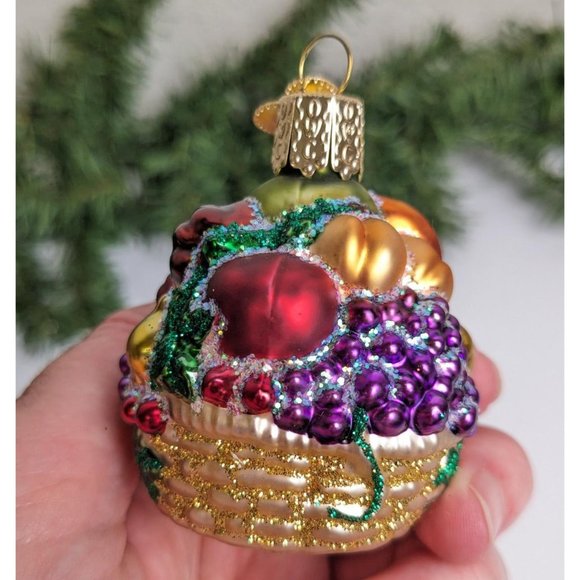 Fancy Fruit Basket Old World Christmas Ornament, Brides Collection - Picture 6 of 6